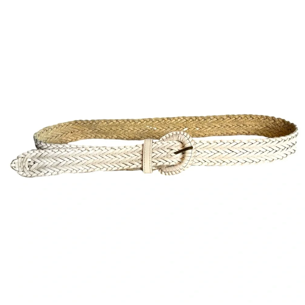Leather white braided women’s belt India